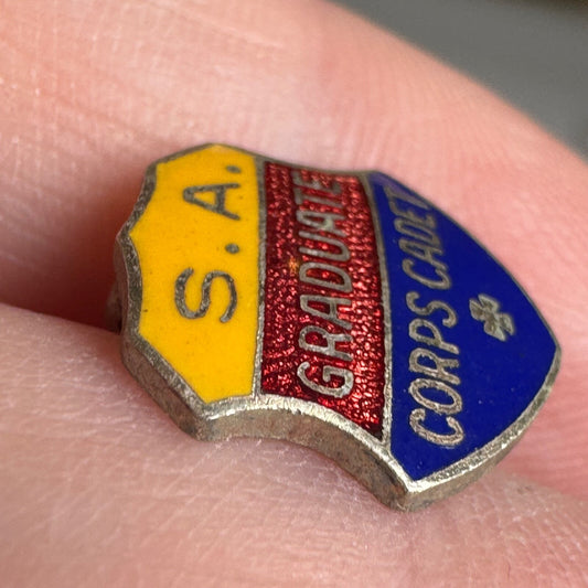 Vtg The Salvation Army Graduate Corps Cadet Yellow Red Blue Enamel Lapel Pin S.A