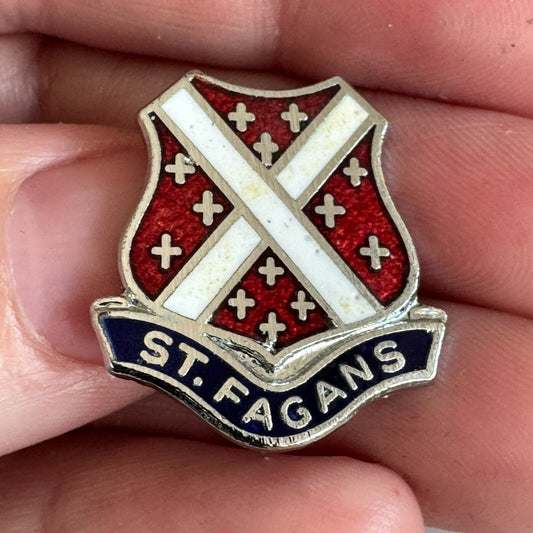 St. Fagans Coat of Arms Wales Enamel Silver Tone Saint St Lapel Pin 