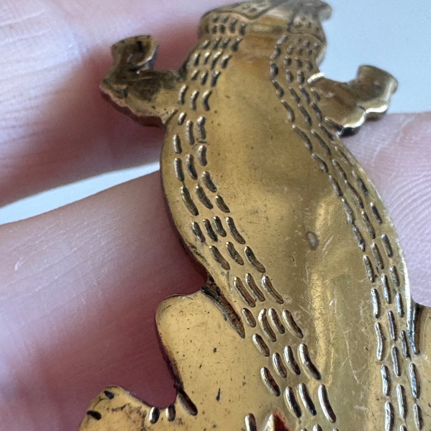 Gold Toned Aligator Brooch Crocodile Lapel Pin