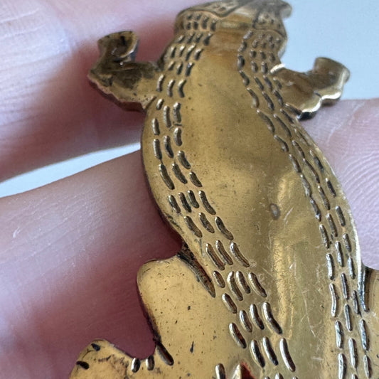 Gold Toned Aligator Brooch Crocodile Lapel Pin
