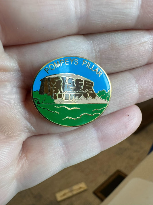 Vintage Pompeys Pillar Enamel Lapel Pin Montana Yellowstone