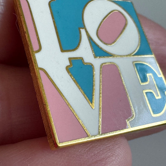 Vintage Philadelphia LOVE Sculpture Lapel Pin Pink Blue Colors