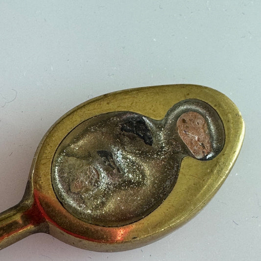 Vintage Antique SCOTTISH AGATE ENAMEL PENANNULAR ARTSY BRASS BROOCH PIN