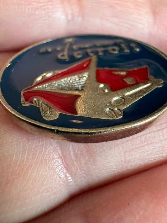 Vintage Its a Great Time in Detroit 57 Chevy Souvenir Lapel Pin It's