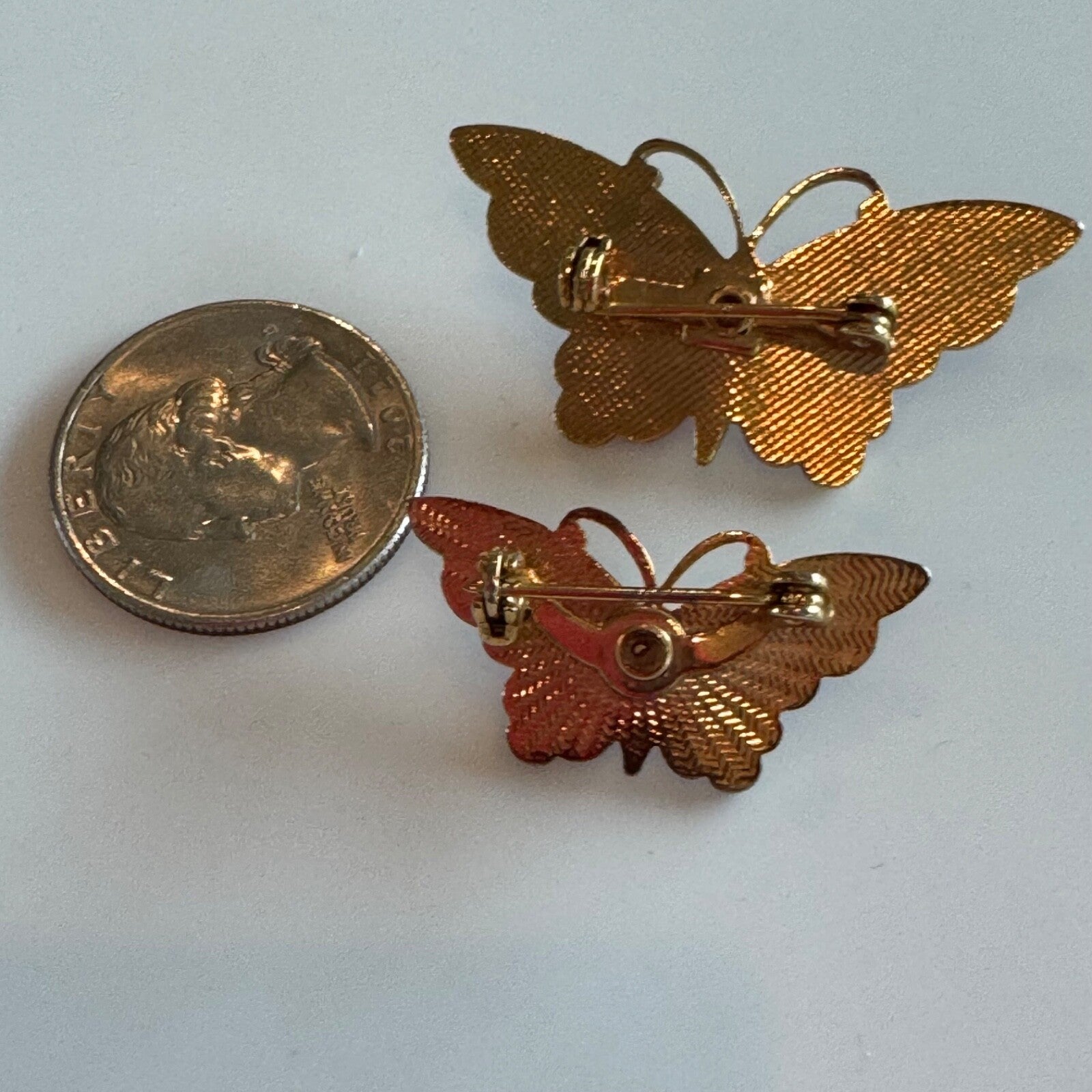 Gorgeous Pink Mauve Enamel and Pearl Butterfly Brooch Duette Pin