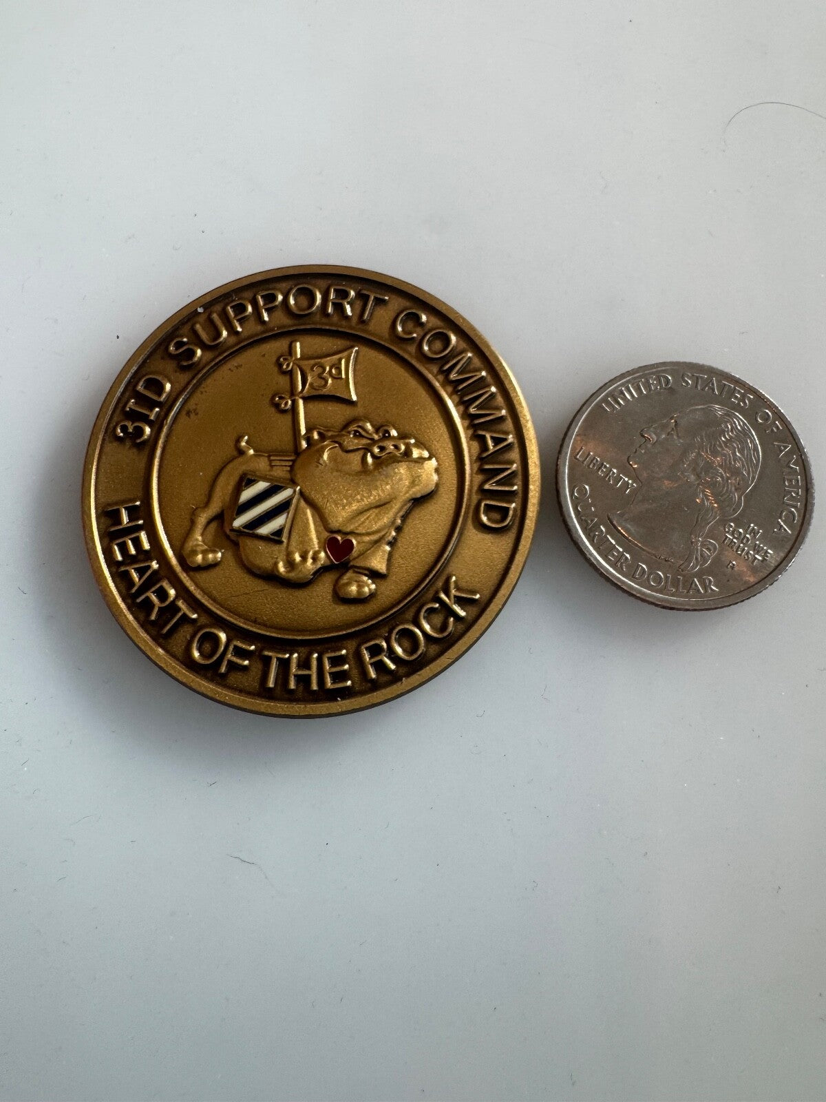 3ID Support Command Heart of the Rock Challenge Coin Outstanding Performance