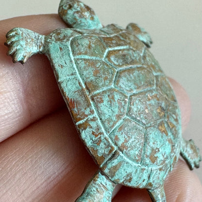 Vintage Copper Turtle Brooch with Patina Pin