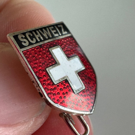 Vintage Schweiz Cloisonne Lapel Pin Switzerland Souvenir Tourist