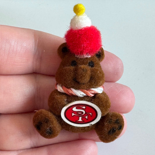 Vintage San Francisco 49ers Teddy Bear Lapel Pin with Winter Hat Scarf