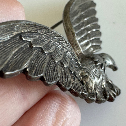 Dramatic Bald Eagle In Flight Brooch - Large