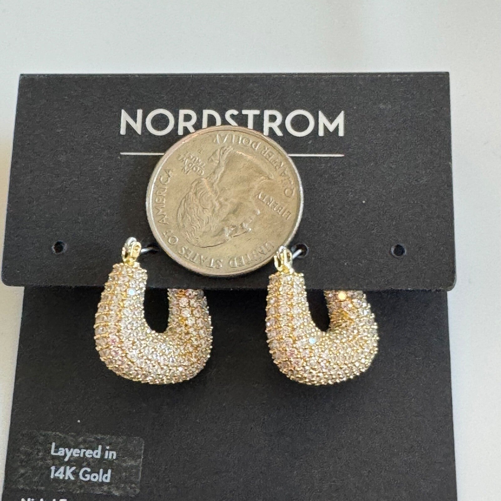 Nordstrom Wide Pavé Cubic Zirconia Hoop Earrings New On Card Pierced
