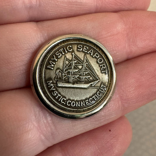 Mystic Seaport Connecticut Lapel Pin Tie Tack Pewter Color CHARLES W. MORGAN