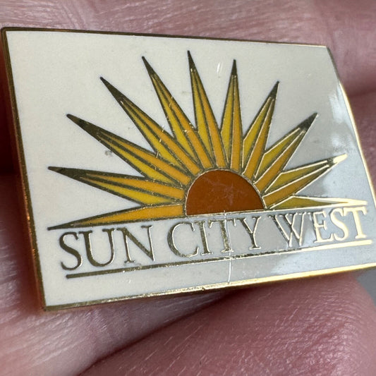 Vintage Sun City West Souvenir Tourist Lapel Pin Arizona Logo