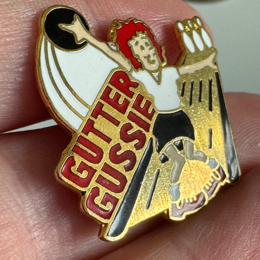 Vintage “Gutter Gussie” Bowling Humorous Enamel Pin Ball