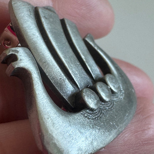 Vintage R. Tennesmed Sweden Viking Ship Pewter Brooch Pin 