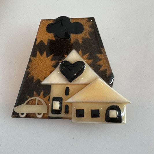 Vintage House Pins by Lucinda Car Heart Starburst Brooch Pin