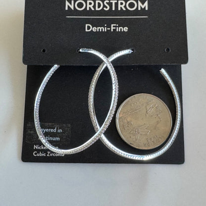 Nordstrom Pavé Cubic Zirconia Hoop Earrings New On Card Pierced $39