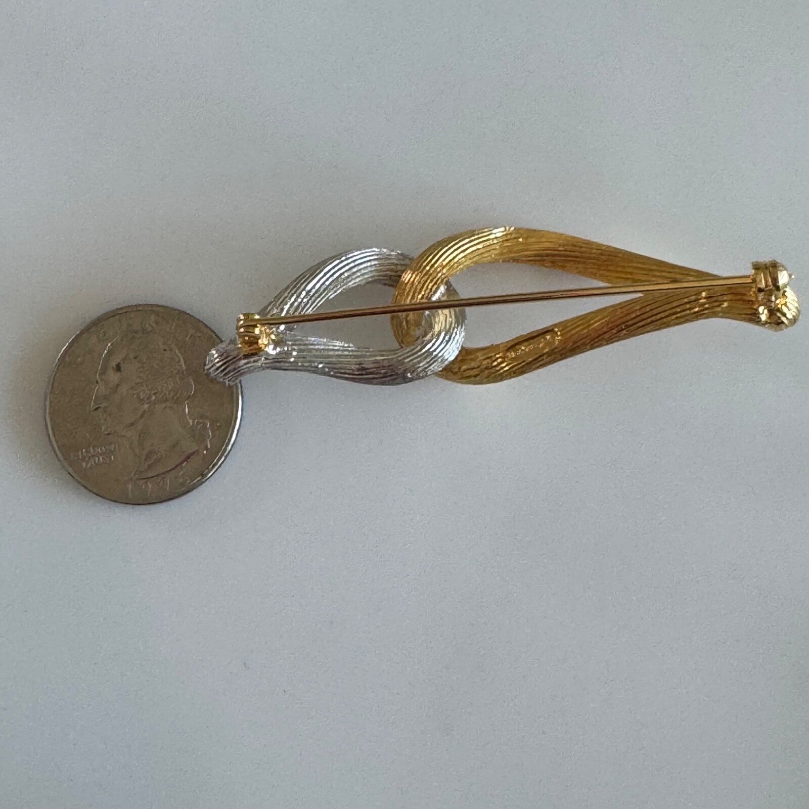 Burberrys Gold and Silver Tone Twisted Knot Brooch Mixed Metal Burberry