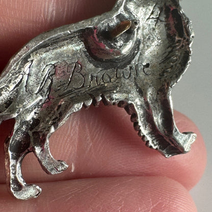 Vintage A.R. Browne Pewter Golden Retriever Dog Lapel Pin