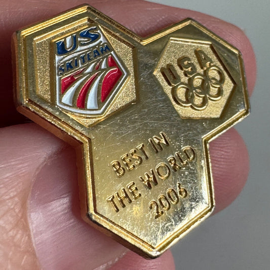 2006 USA Olympic US Ski Team “Best in the World” Pin Gold Tone