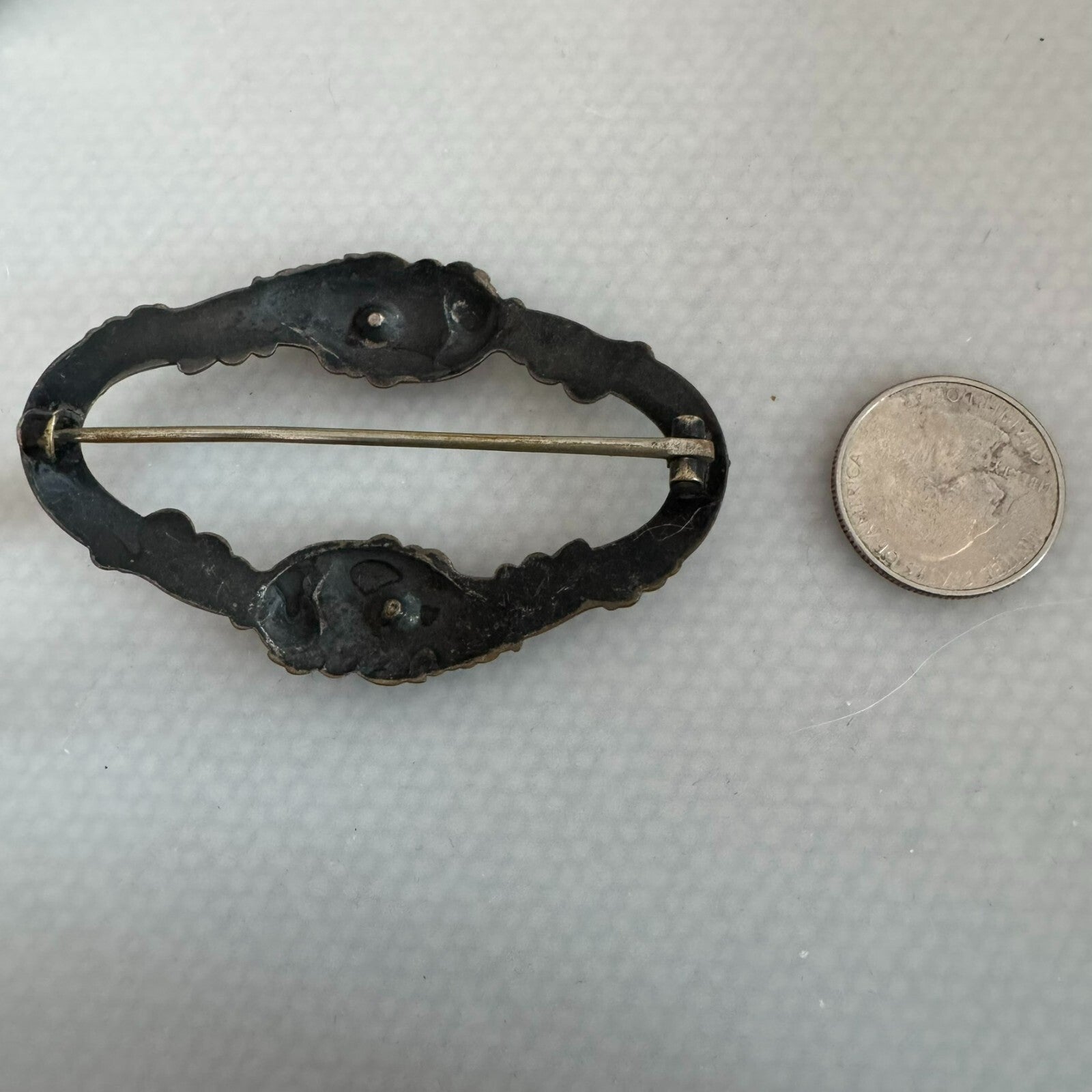 Stunning Antique Art Nouveau Sash Buckle Pin Brooch Flowers