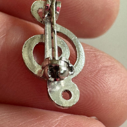 Vintage Silver Tone Tiny Treble Clef Music Lapel Pin Brooch