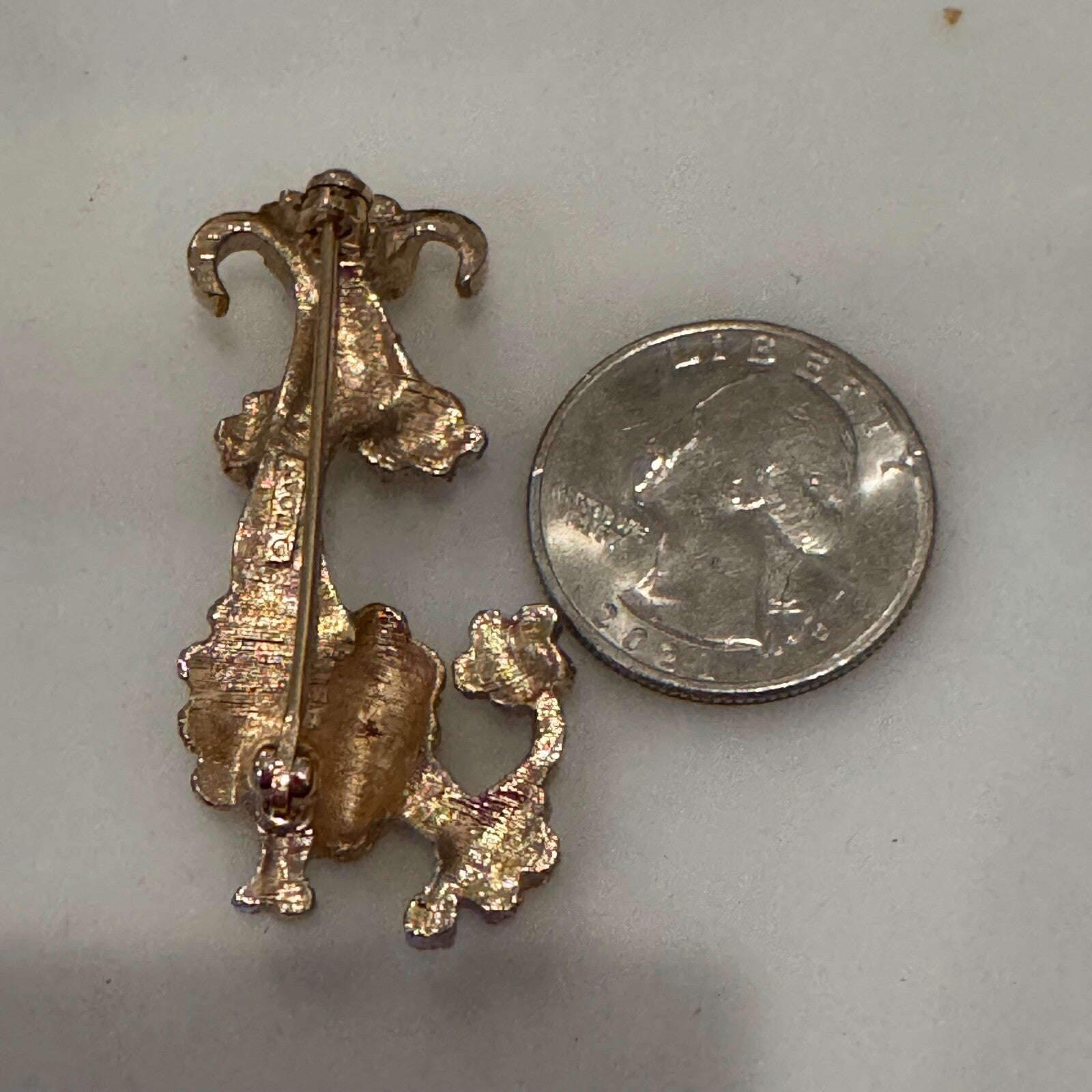 Vintage Stylized Poodle Brooch Avon Gold Tone