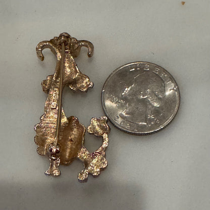 Vintage Stylized Poodle Brooch Avon Gold Tone