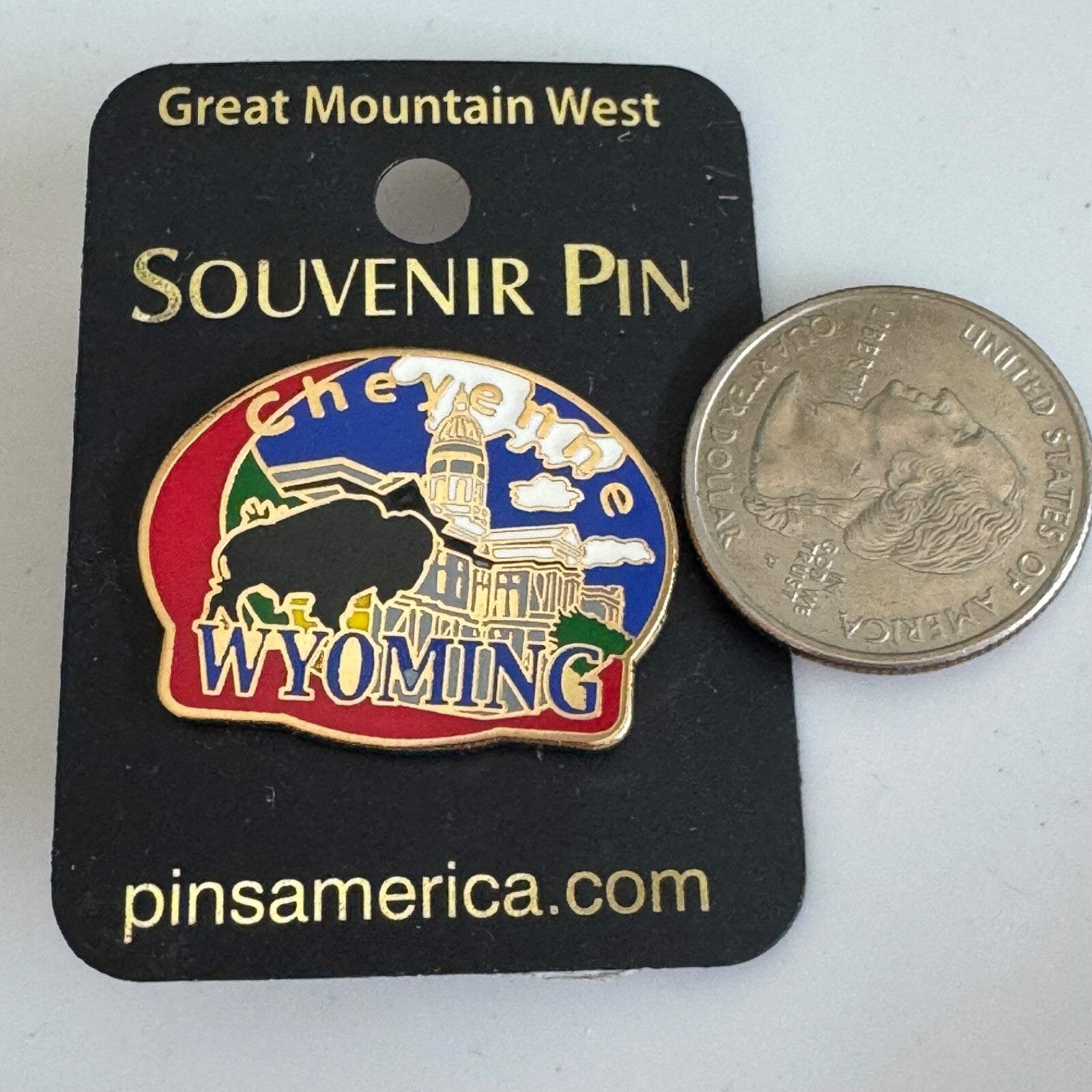 Cheyenne Wyoming Capitol & Buffalo Lapel Pin – Cheyenne, WY, USA New on Card