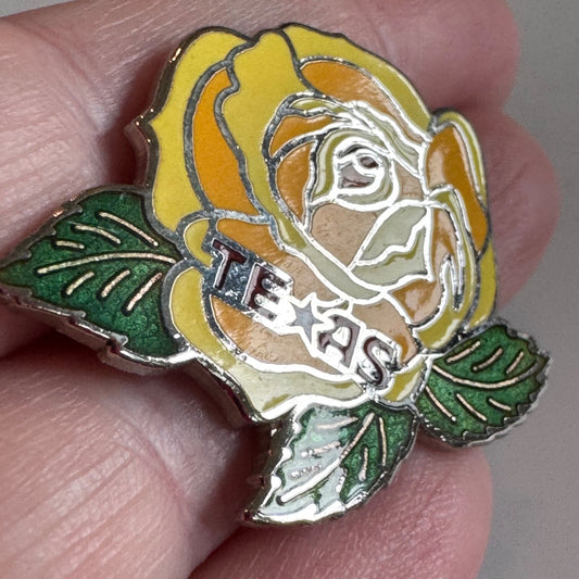 Vintage Yellow Rose of Texas Souvenir Tourist Lapel Pin