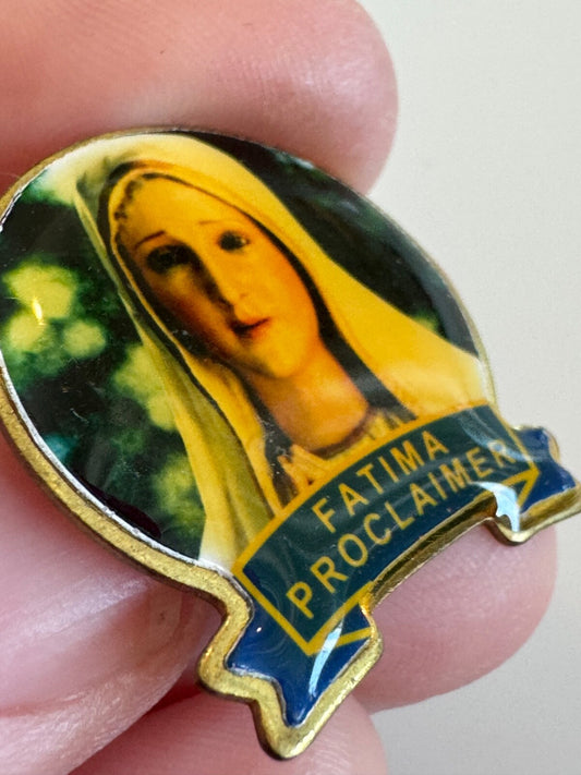 Vintage Fatima Proclaimer Our Lady Religious Enamel Pin