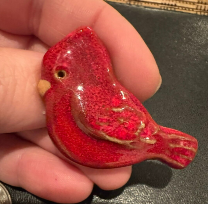Beautiful Ceramic Cardinal Brooch Pin Glaze