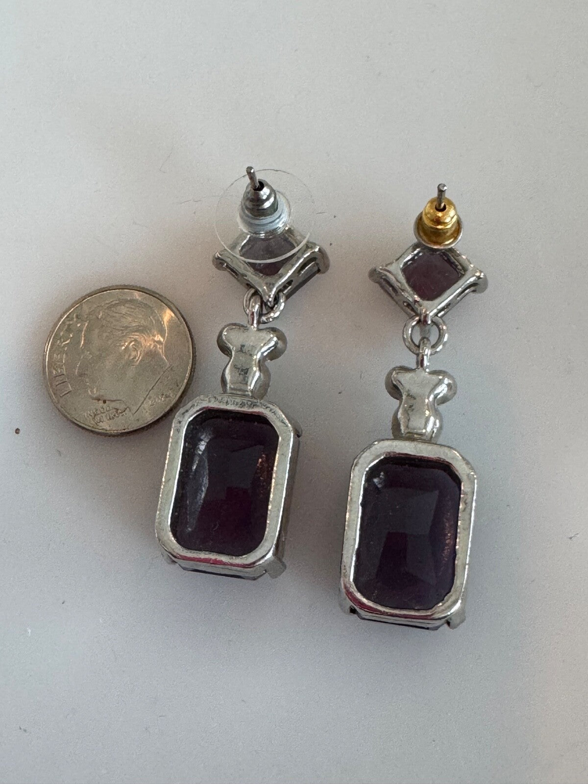 Purple Crystal Drop Statement Pierced Elegant Earrings