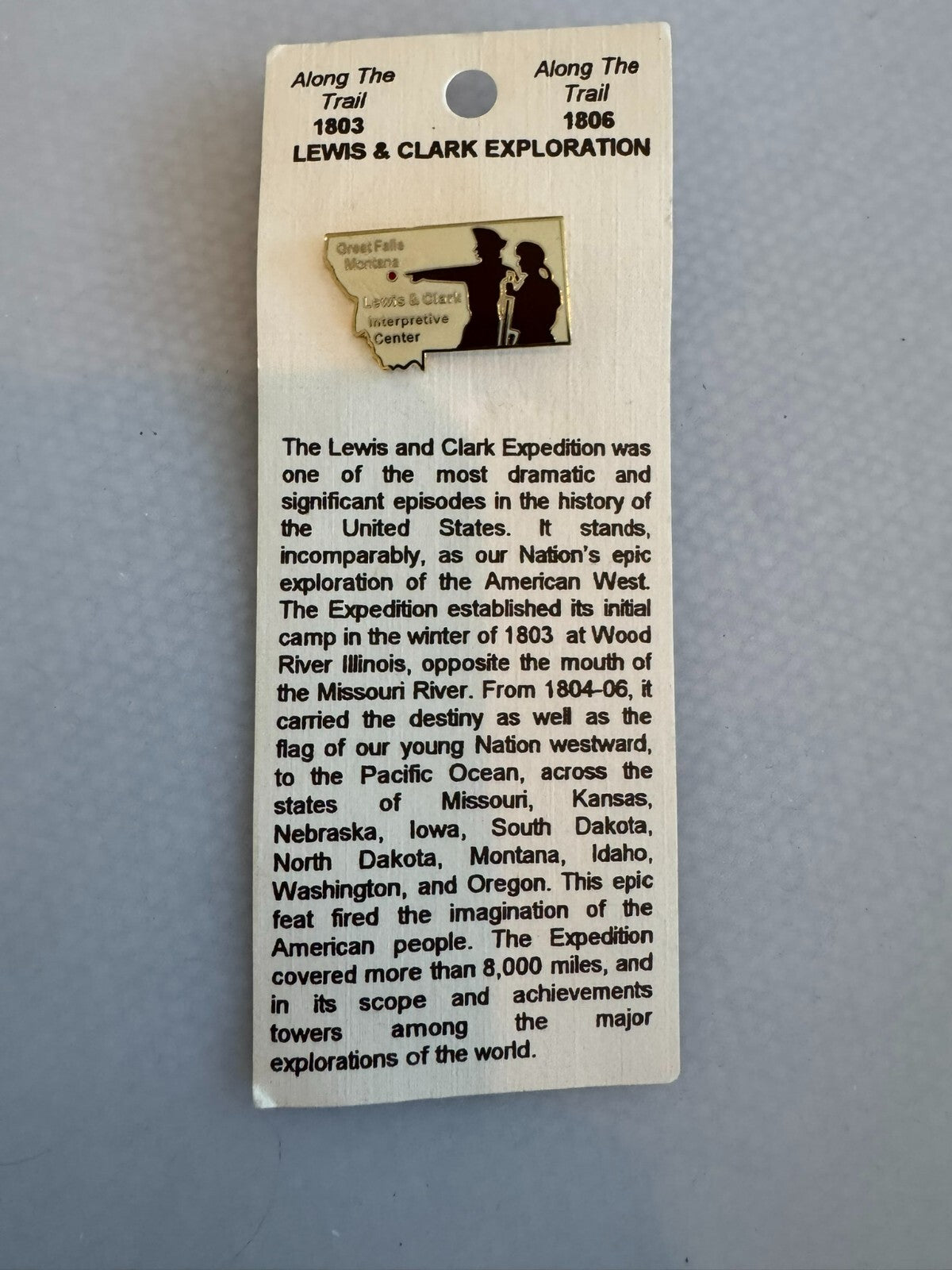 Vintage Great Falls Montana Lewis and Clark Interpretive Center Lapel Pin