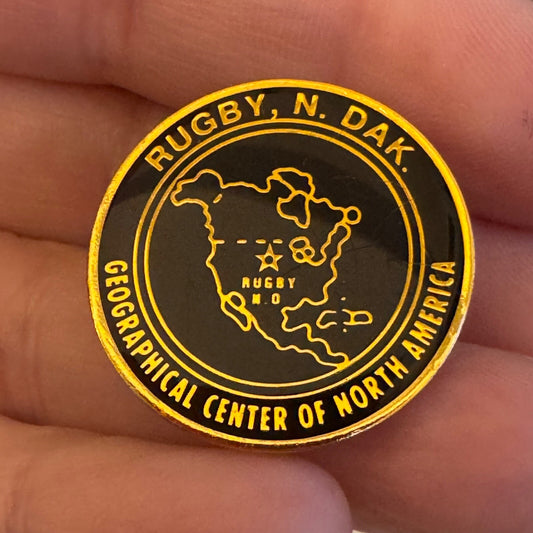 Vintage Rugby North Dakota Geographical Center of North America Lapel Pin ND