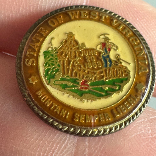 Vintage State of West Virginia Seal Pin – June 20 1863 Enamel Souvenir Badge