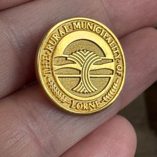 Vtg The Rural Municipality of Lorne Manitoba Coat of Arms Lapel Pin Tie Tack