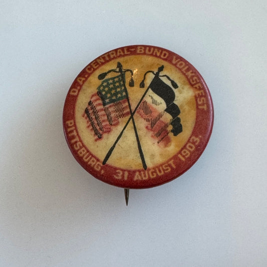 Antique 1903 D.A. Central-Bund Volksfest Pittsburg Pennsylvania Flag German Pin