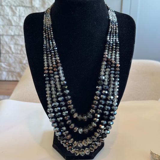 Vintage Joan Rivers 4-Strand Crystal Statement Necklace 24.5"