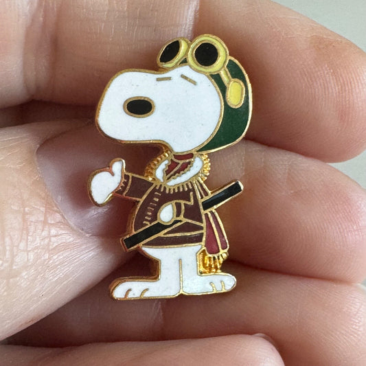 Vintage Snoopy Red Baron Enamel Lapel Pin Flying Ace Peanuts
