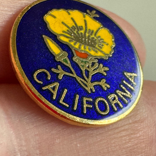 Vintage California Yellow Poppy Enamel Souvenir Tourist Lapel Pin State Flower
