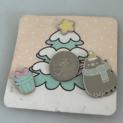 2017 Pusheen Box Exclusive Culturefly 3 Pin Set Christmas Winter