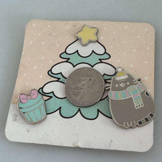 2017 Pusheen Box Exclusive Culturefly 3 Pin Set Christmas Winter