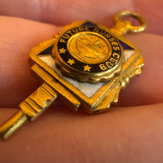Vintage Future Nurses Club Honor Key Award Pendant Charm