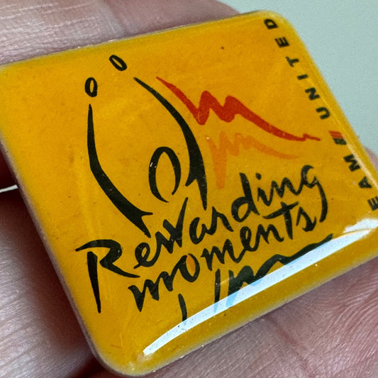 Vintage Team United Airlines Rewarding Moments Yellow Enamel Pin
