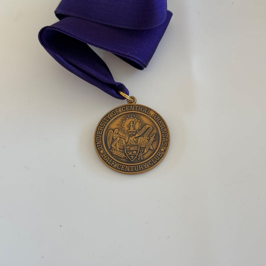 Vintage University of Central Arkansas Half Century Club Medal Purple Ribbon