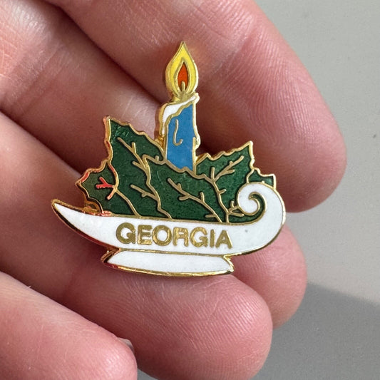 Vintage Georgia Christmas Candle Lapel Pin Candlelighter