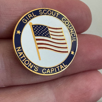 Vintage Girl Scout Council Nation's Capital Lapel Pin American Flag Pin Scouts