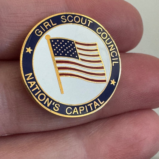 Vintage Girl Scout Council Nation's Capital Lapel Pin American Flag Pin Scouts
