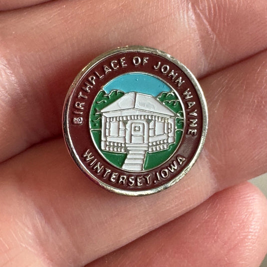 Vintage Birthplace of John Wayne Winterset Iowa Souvenir Tourist Lapel Pin